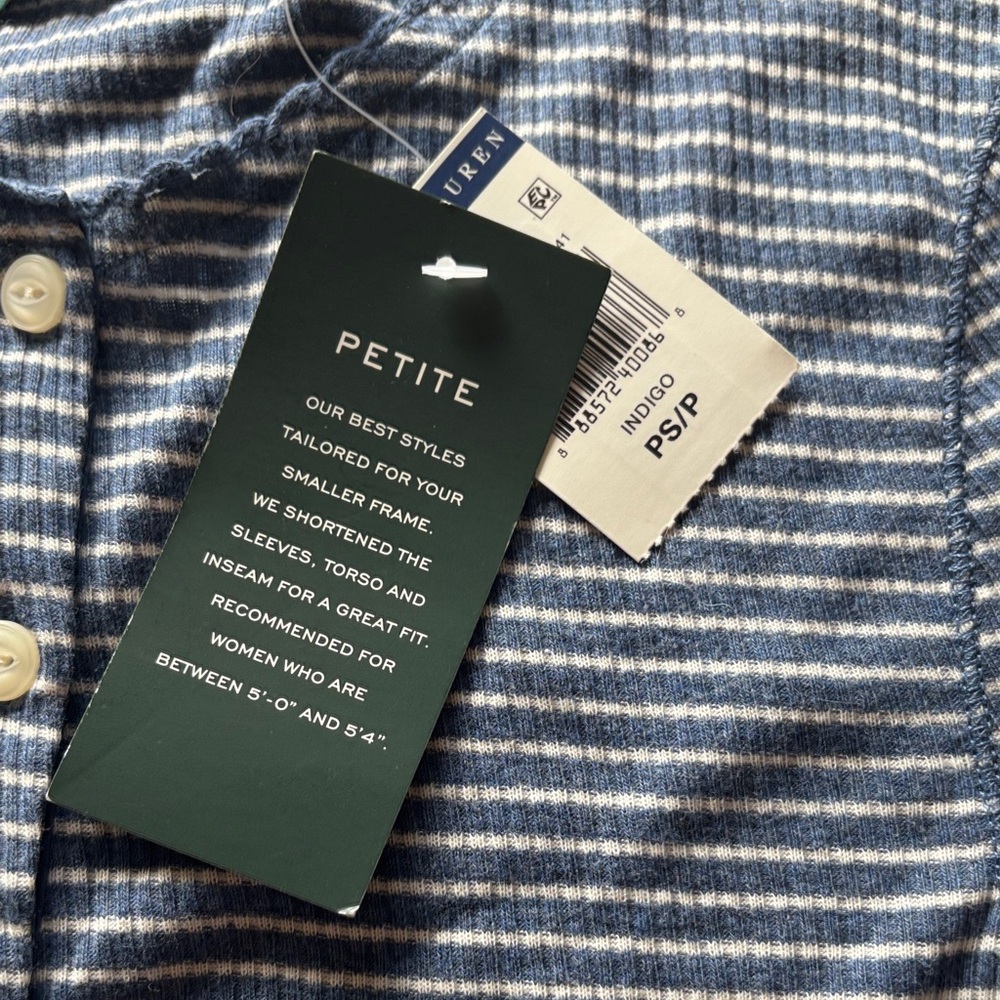 Ralph Lauren Blue Striped Long Sleeve Henley - Picture 3 of 5
